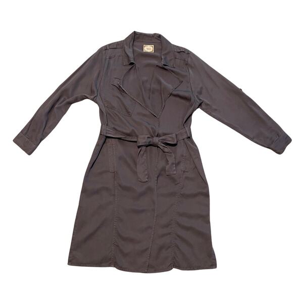 Black Swan | Lulu’s Emma Trench Jacket Women's M Open Lightweight Belted Gray - Picture 7 of 14